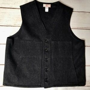 Genuine Filson Garment 100% Virgin Wool Mens Charcoal Grey Vest Size 46